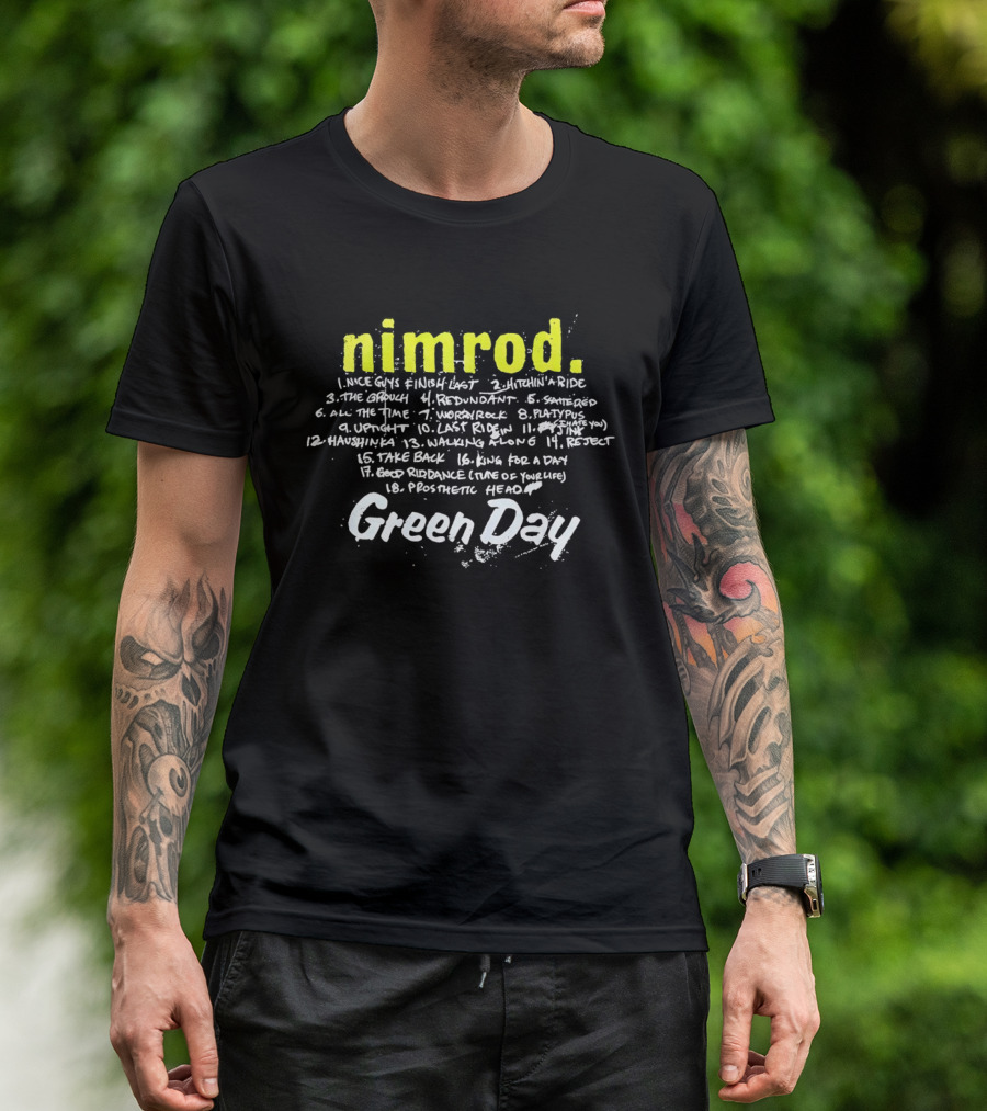 Green Day Nimrod Album Tracklist Punk Rock Nimrod Title Track Green Day T-Shirt
