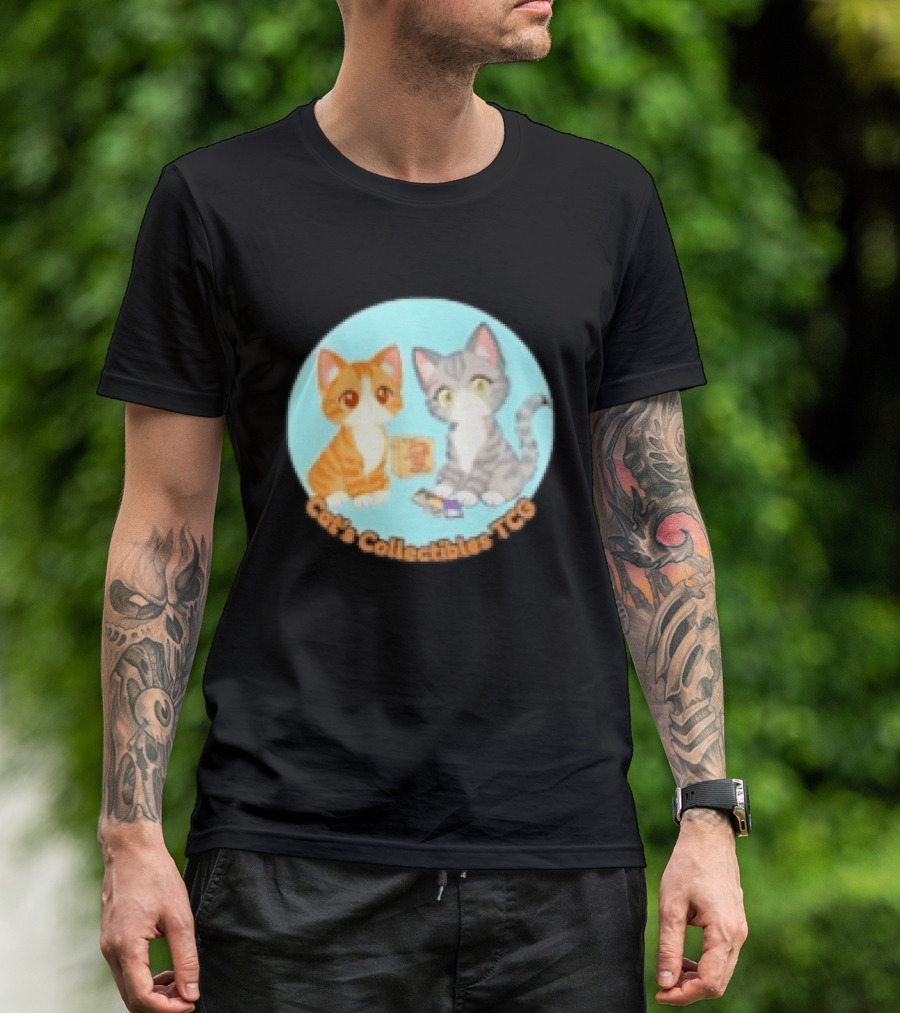 Cat's Collectibles TCG Cute Cartoon Cats Holding Trading Cards T-Shirt