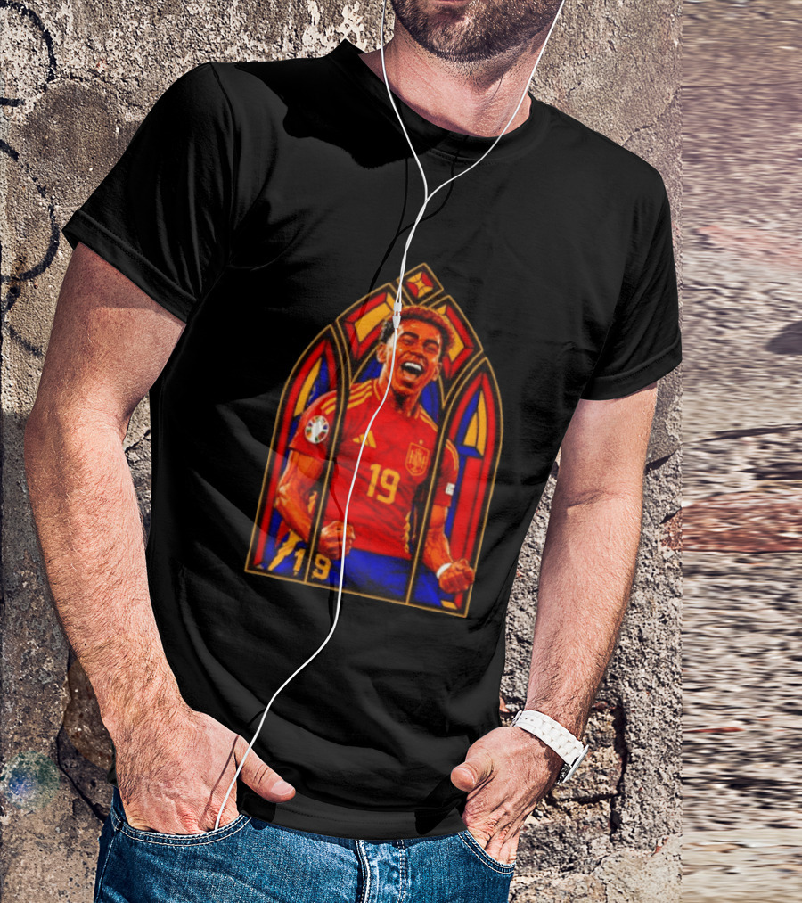 Lamine Yamal Spain National Team Number 19 Stained Glass Artistry T-Shirt