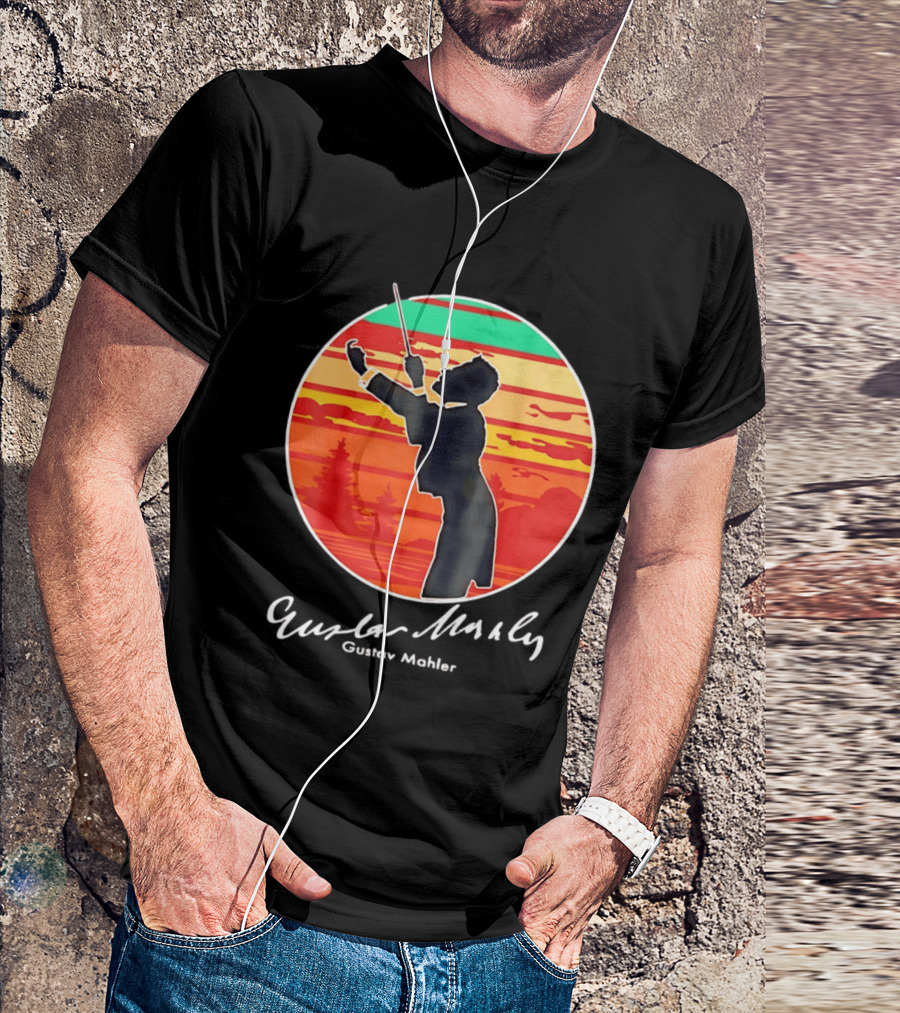 Gustav Mahler Conducting Silhouette With Vibrant Sunset T-Shirt