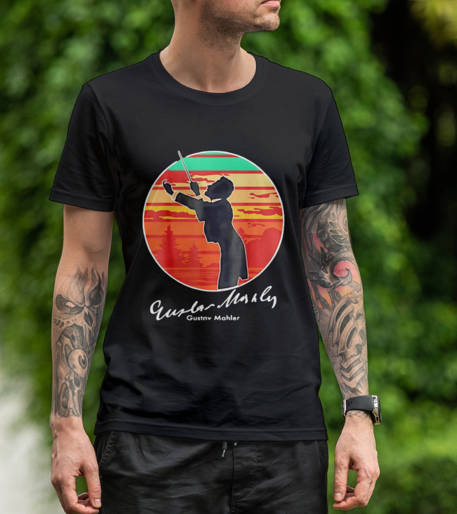 Gustav Mahler Conducting Silhouette With Vibrant Sunset T-Shirt
