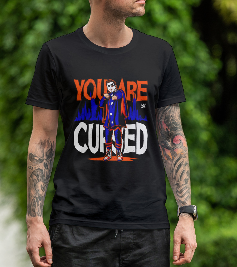 Danhausen You Are Cursed WWE Distressed Orange Blue Jokerface T-Shirt