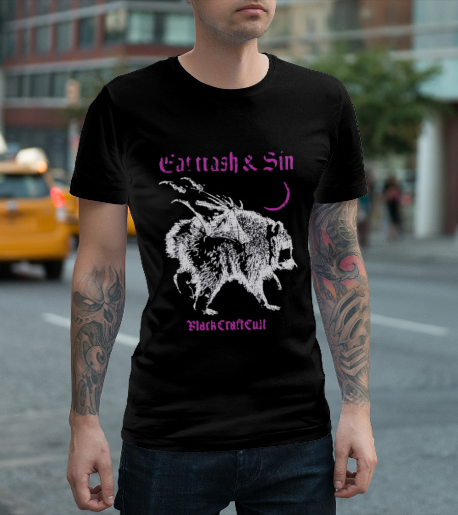 Eat Trash & Sin Raccoon Wings BlackCraft Cult T-Shirt