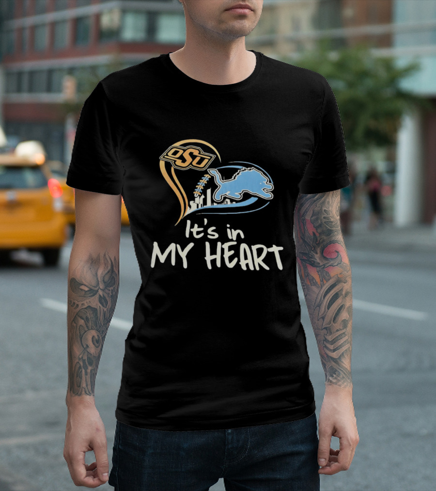 OSU And Detroit Lions Heart Graphic Connection T-Shirt