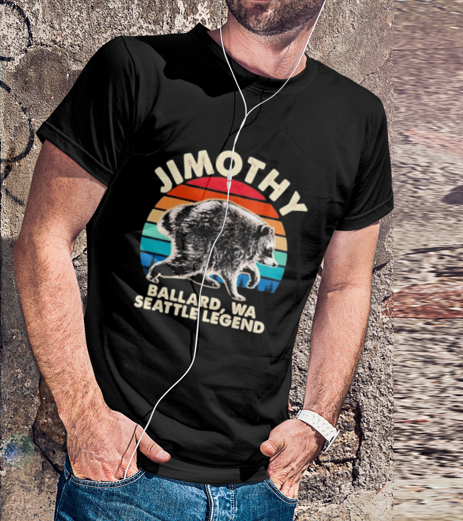 Jimothy Raccoon Ballard WA Seattle Legend Retro Vintage Sunset T-Shirt