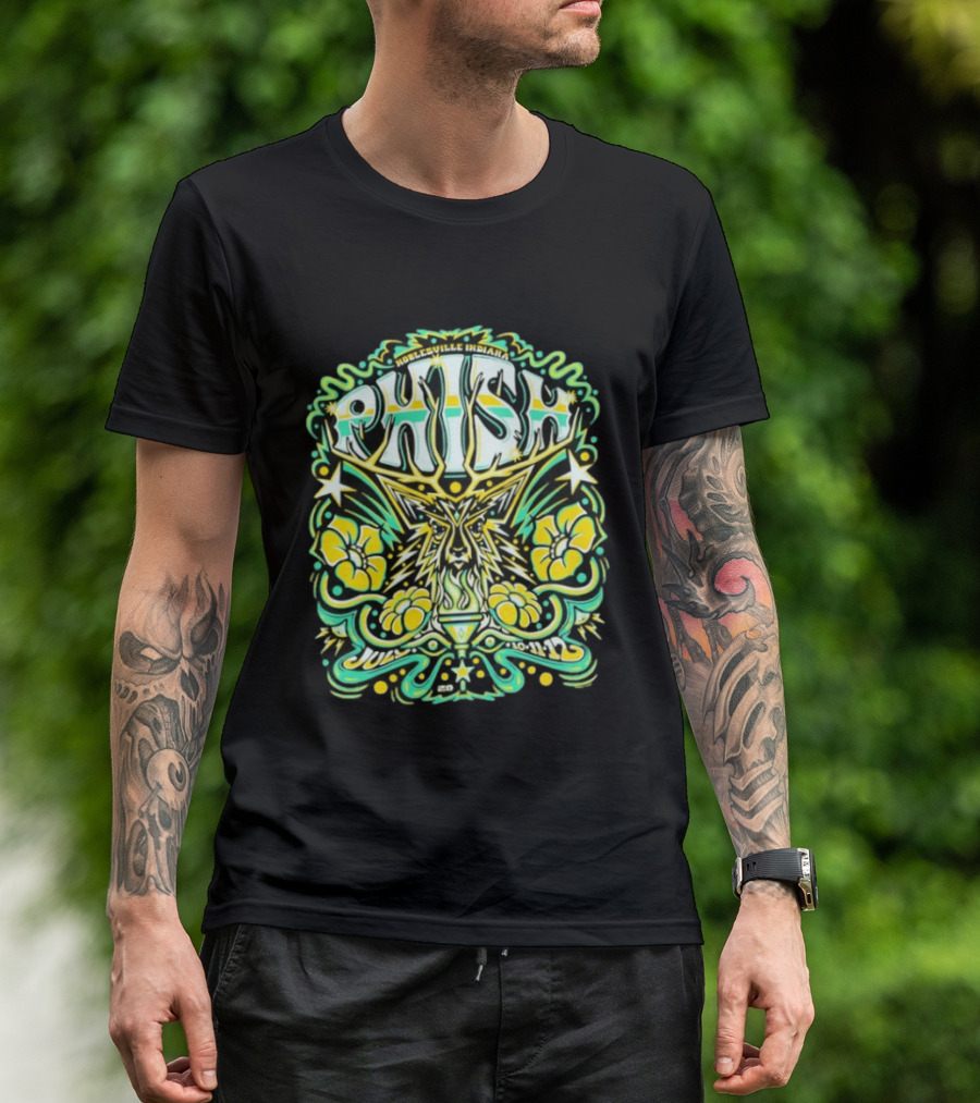 Phish Noblesville Indiana July 10 11 12 2026 Psychedelic Floral And Starburst T-Shirt