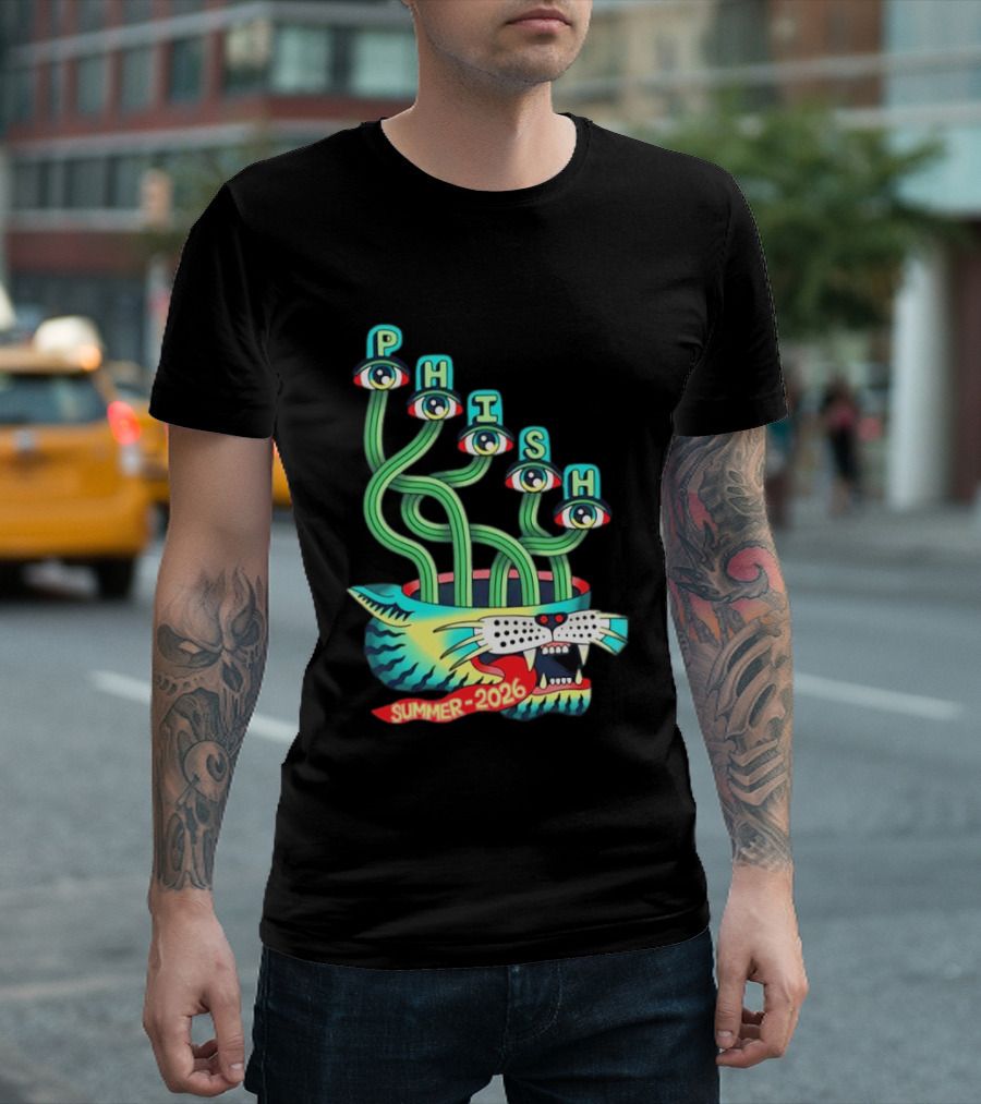 Phish Summer 2026 Jam Band Psychedelic Cat Eye Stalks T-Shirt