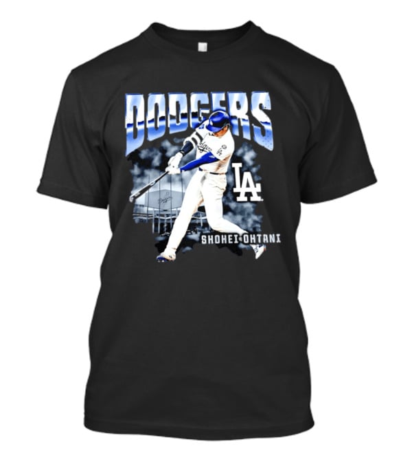 Shohei Ohtani Los Angeles Dodgers MLB Baseball Star Hitter Action Dodgers Stadium T-Shirt