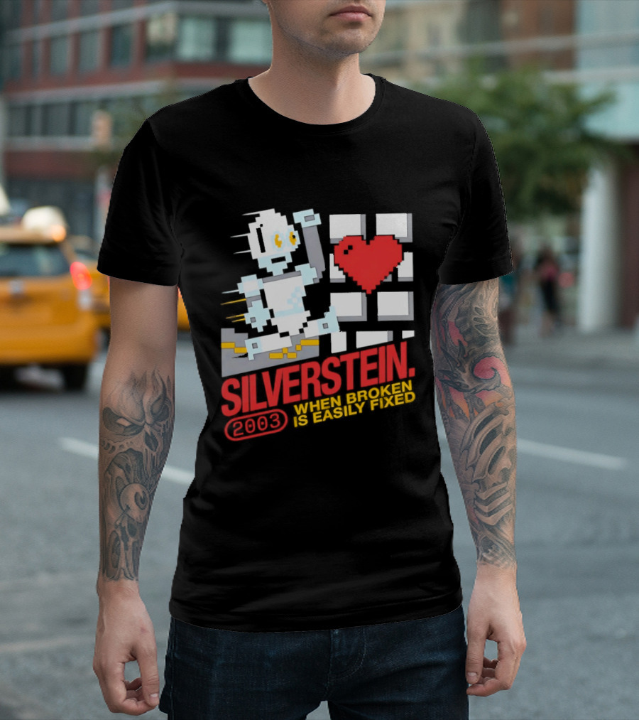 Silverstein 2003 When Broken Is Easily Fixed Pixel Robot Heart T-Shirt