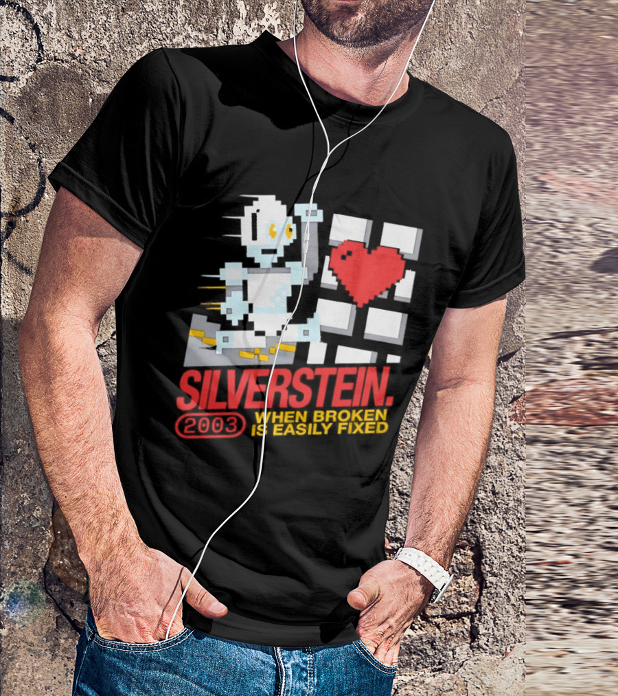 Silverstein 2003 When Broken Is Easily Fixed Pixel Robot Heart T-Shirt