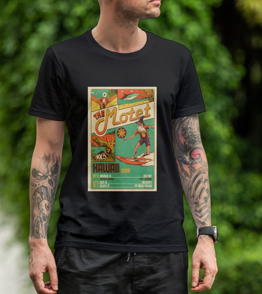 The Motet Hawaii 2026 Surf Wizard Tour Honolulu Kīhei Kilauea T-Shirt