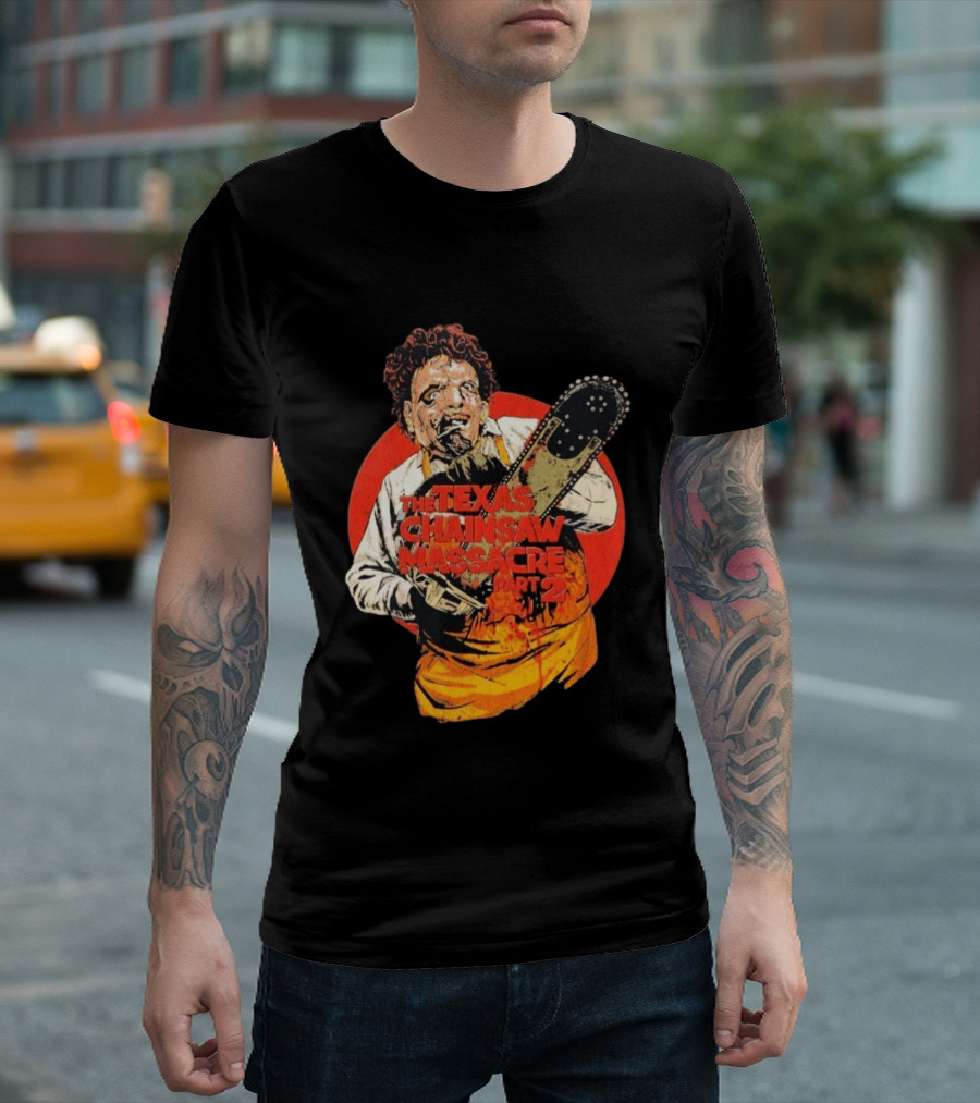 Texas Chainsaw Massacre Part 2 Bubba Chainsaw Graphic Burst T-Shirt