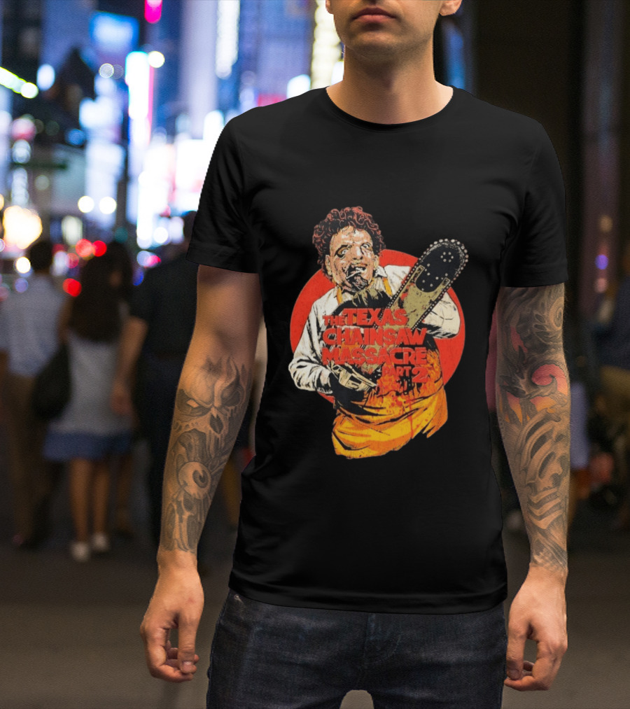 Texas Chainsaw Massacre Part 2 Bubba Chainsaw Graphic Burst T-Shirt