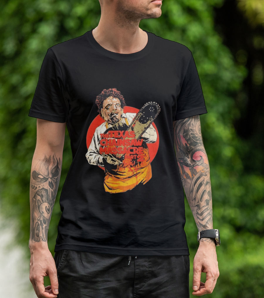 Texas Chainsaw Massacre Part 2 Bubba Chainsaw Graphic Burst T-Shirt