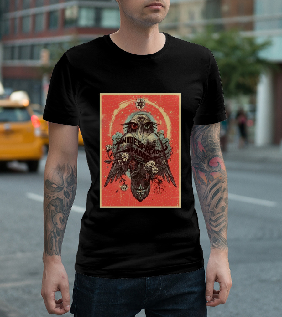 Widespread Panic Sacramento 2026 Event July 21 Venue Channel 24 Owl With Third Eye Floral Motif T-Shirt