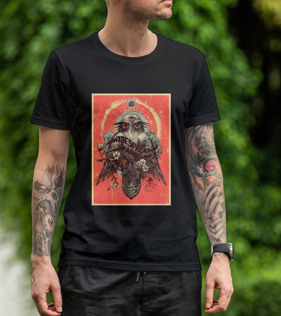 Widespread Panic Sacramento 2026 Event July 21 Venue Channel 24 Owl With Third Eye Floral Motif T-Shirt