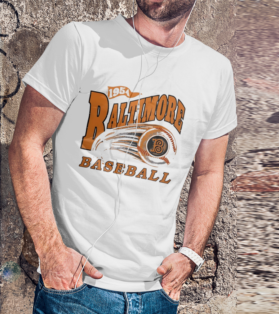 1954 Baltimore Baseball B Classic MLB Style Vintage Look T-Shirt