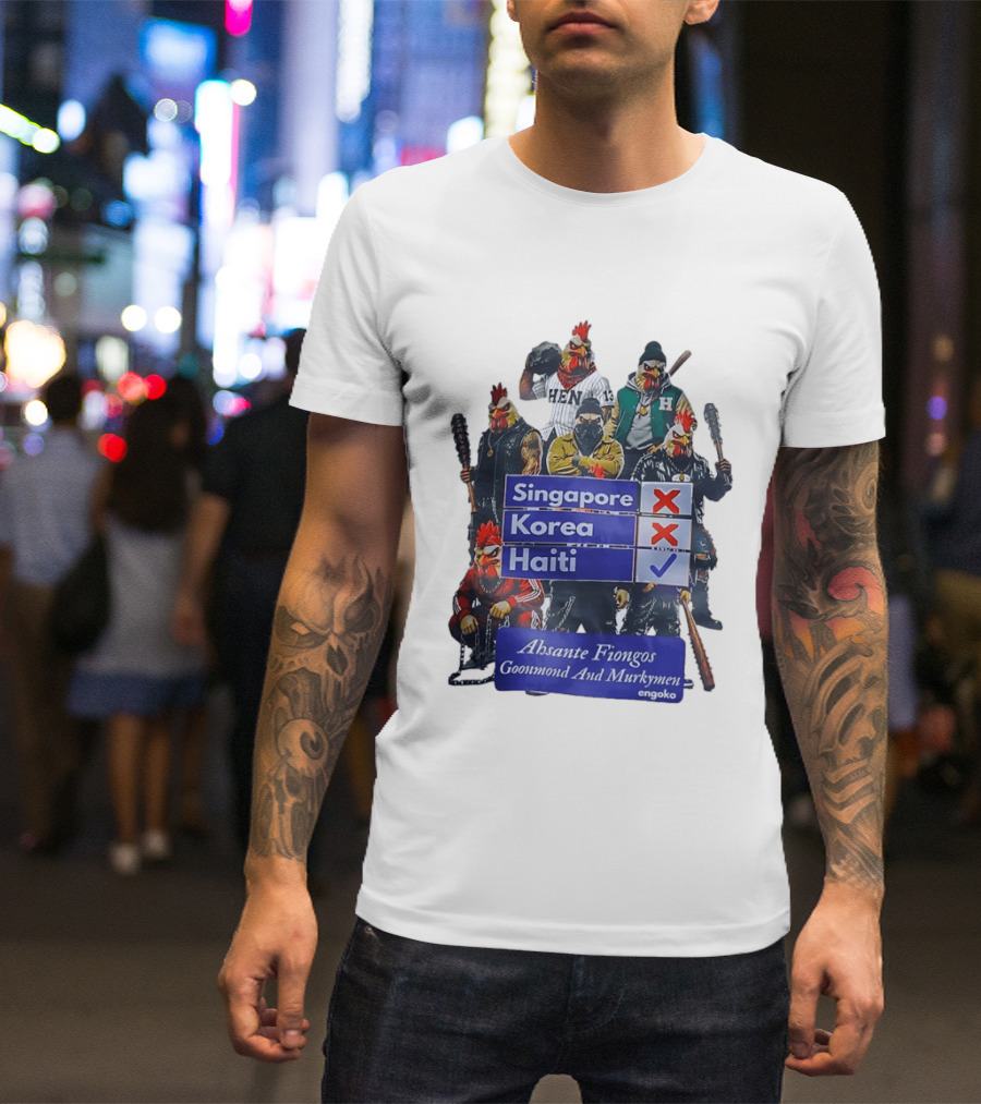 Ahsante Fiongos Goonmond Murkymen Haiti Rooster Crew T-Shirt