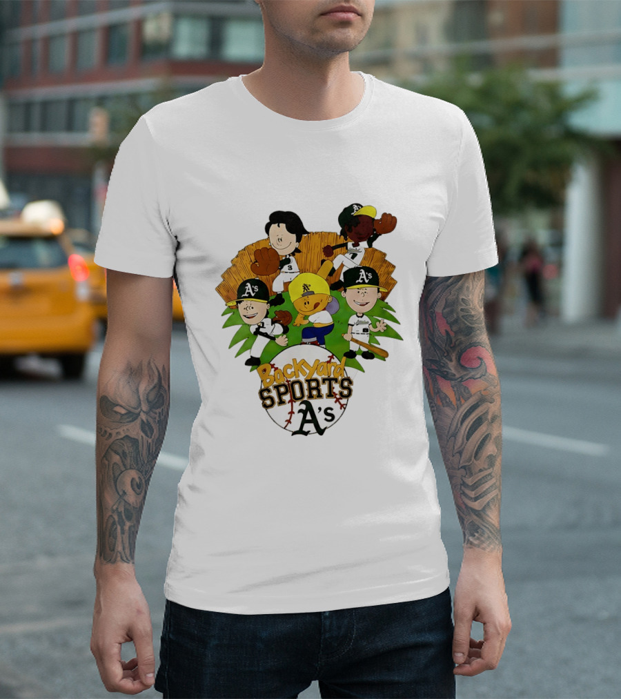 Backyard Sports A's Oakland Athletics MLB Characters Playing Baseball T-Shirt