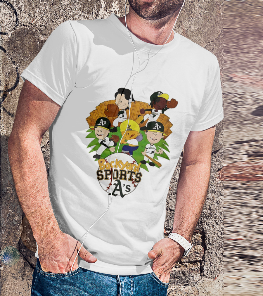 Backyard Sports A's Oakland Athletics MLB Characters Playing Baseball T-Shirt