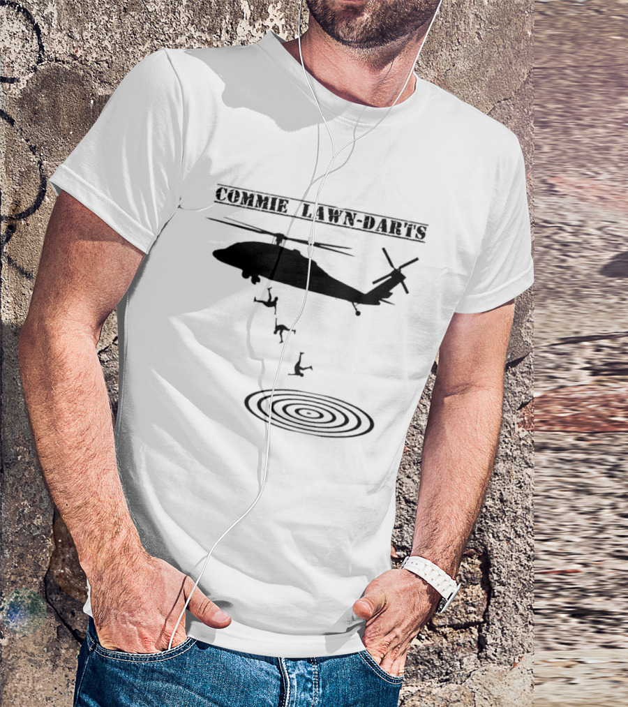 Commie Lawn Darts Helicopter Paratrooper Meme Target Landing T-Shirt