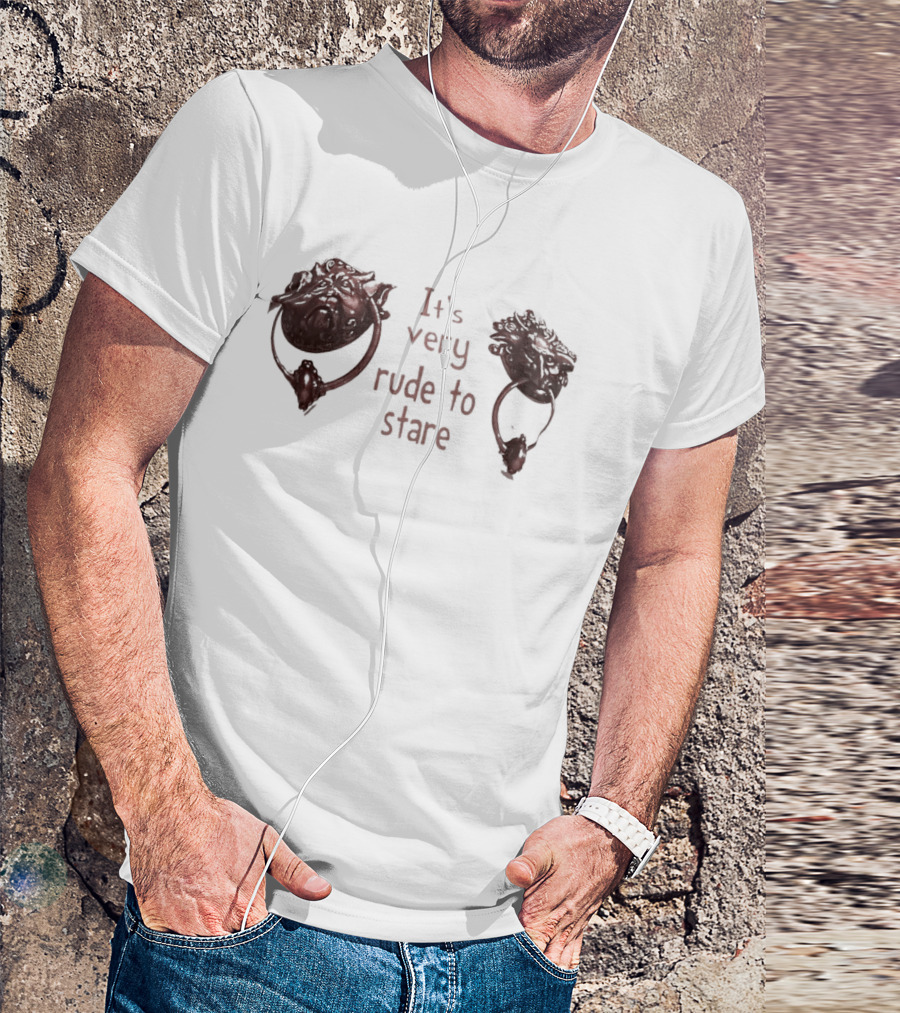 It's Very Rude To Stare Labyrinth Door Knockers Iconic Movie T-Shirt