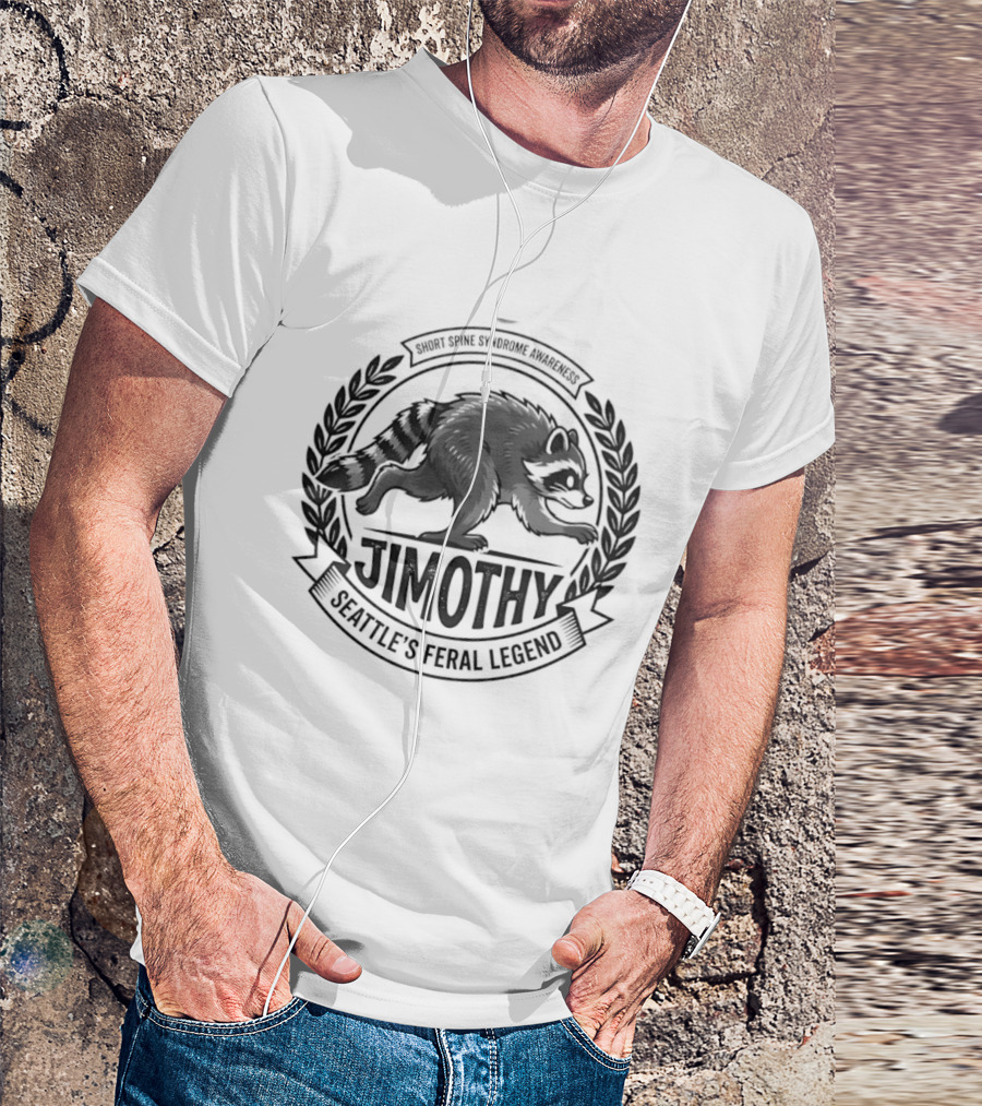 Jimothy Short Spine Syndrome Awareness Seattle's Feral Legend Bear T-Shirt