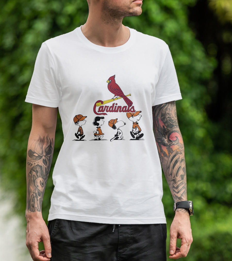 Peanuts Characters St Louis Cardinals Baseball Team Collaboration T-Shirt