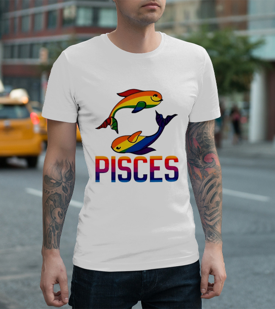Pisces Fish Rainbow LGBT Pride T-Shirt