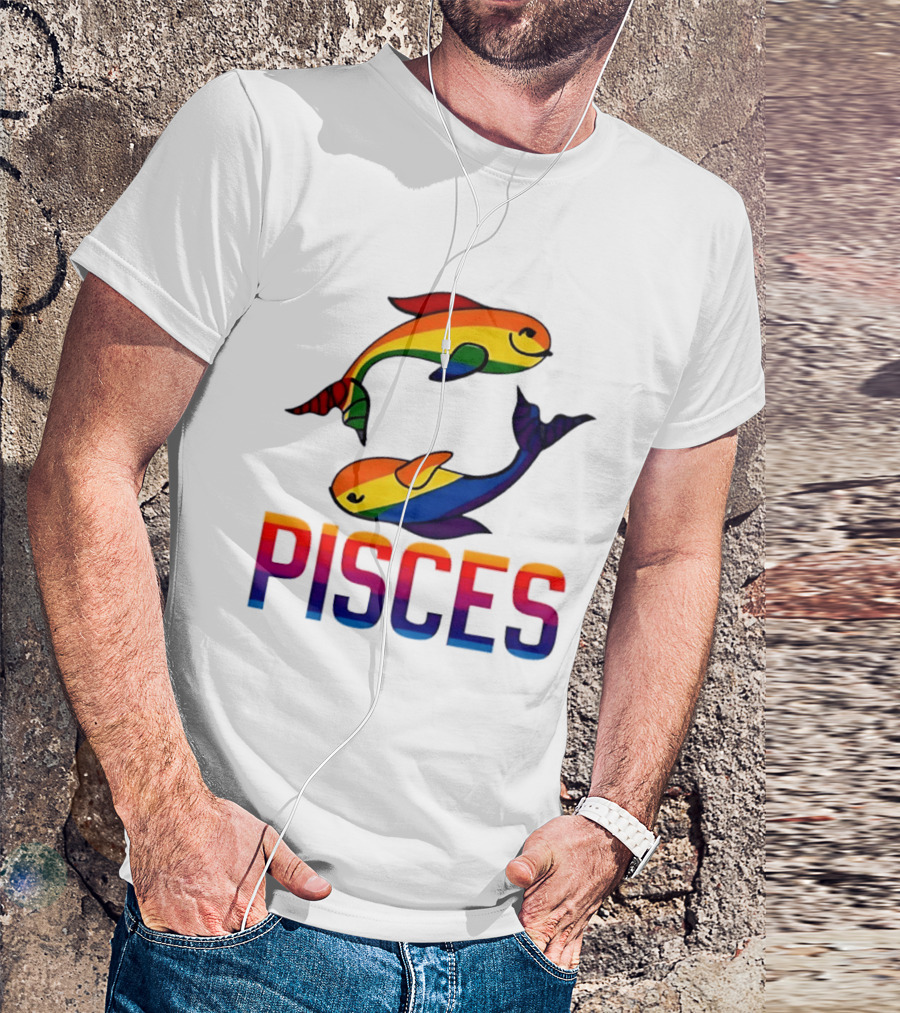 Pisces Fish Rainbow LGBT Pride T-Shirt