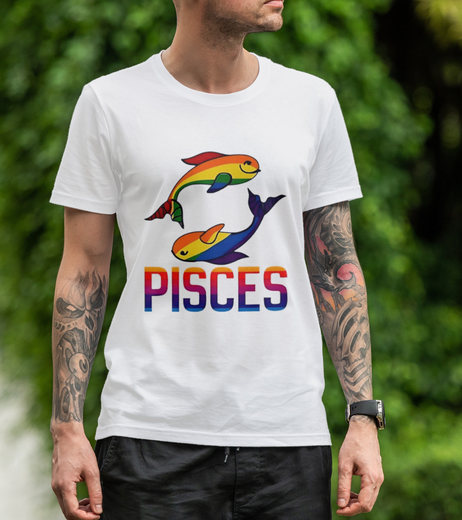 Pisces Fish Rainbow LGBT Pride T-Shirt