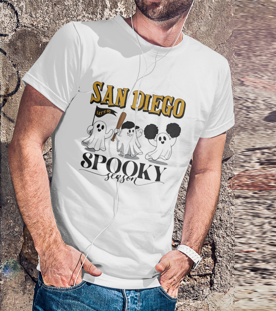 San Diego Let's Go Ghosts Spooky Season Baseball T-Shirt