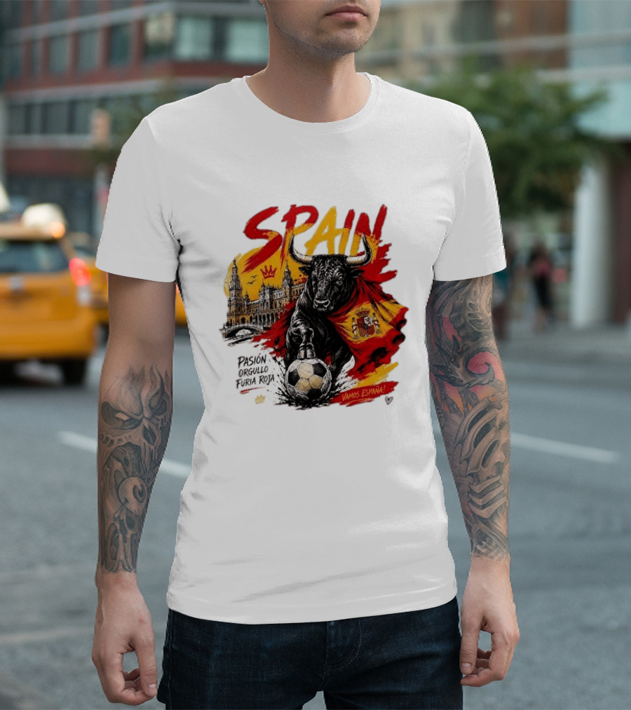 Spain Pasión Orgullo Furia Roja Vamos España Bull Flag 2026 T-Shirt