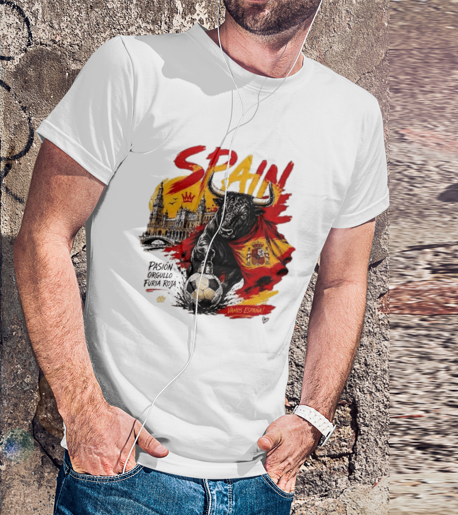 Spain Pasión Orgullo Furia Roja Vamos España Bull Flag 2026 T-Shirt