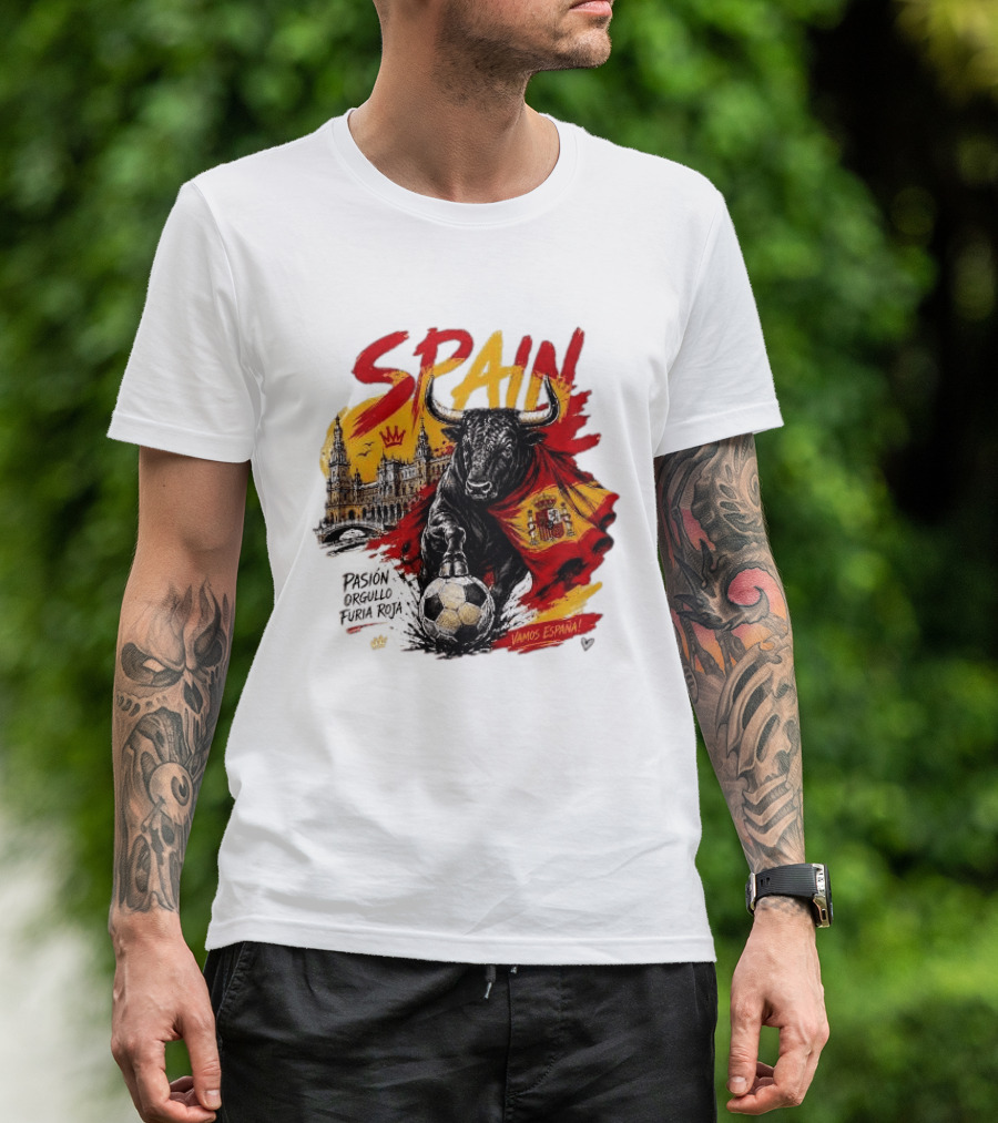 Spain Pasión Orgullo Furia Roja Vamos España Bull Flag 2026 T-Shirt