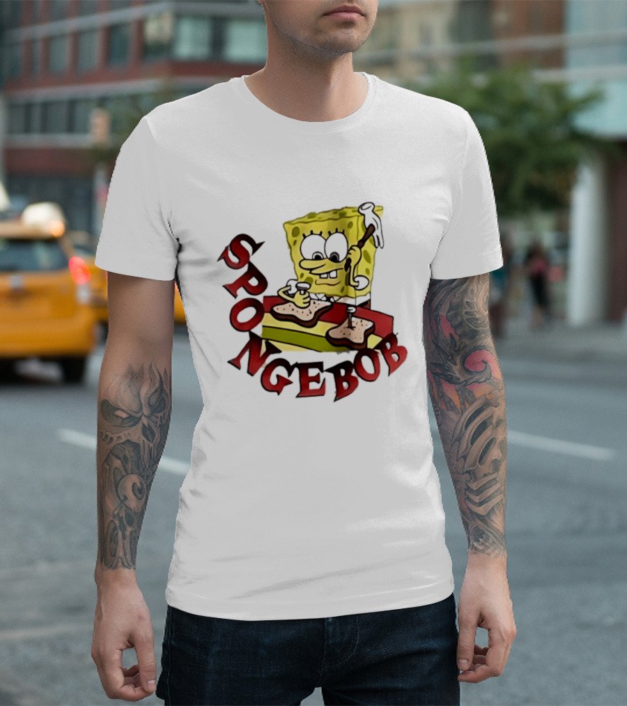 SpongeBob Assembling Sandwich With Hammer T-Shirt