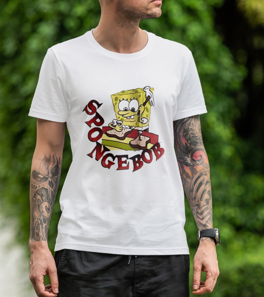 SpongeBob Assembling Sandwich With Hammer T-Shirt