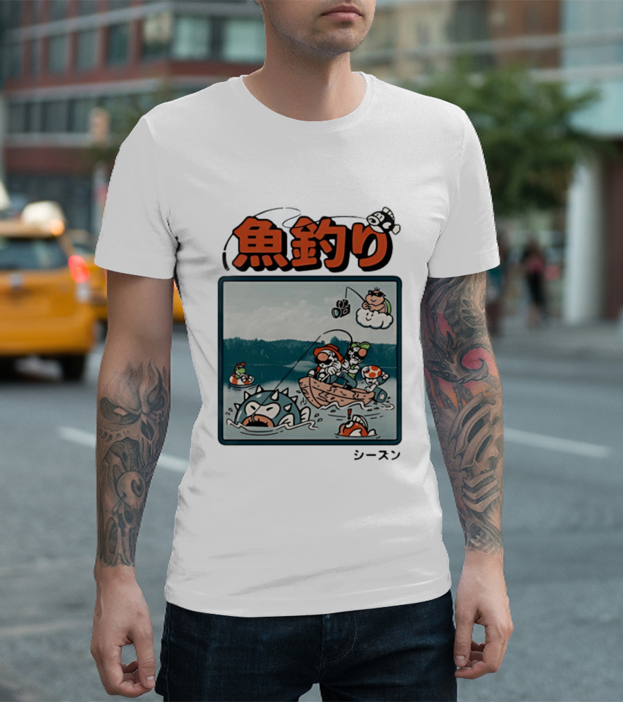 Super Mario Fishing Season Luigi Yoshi Toad Bowser Japan T-Shirt