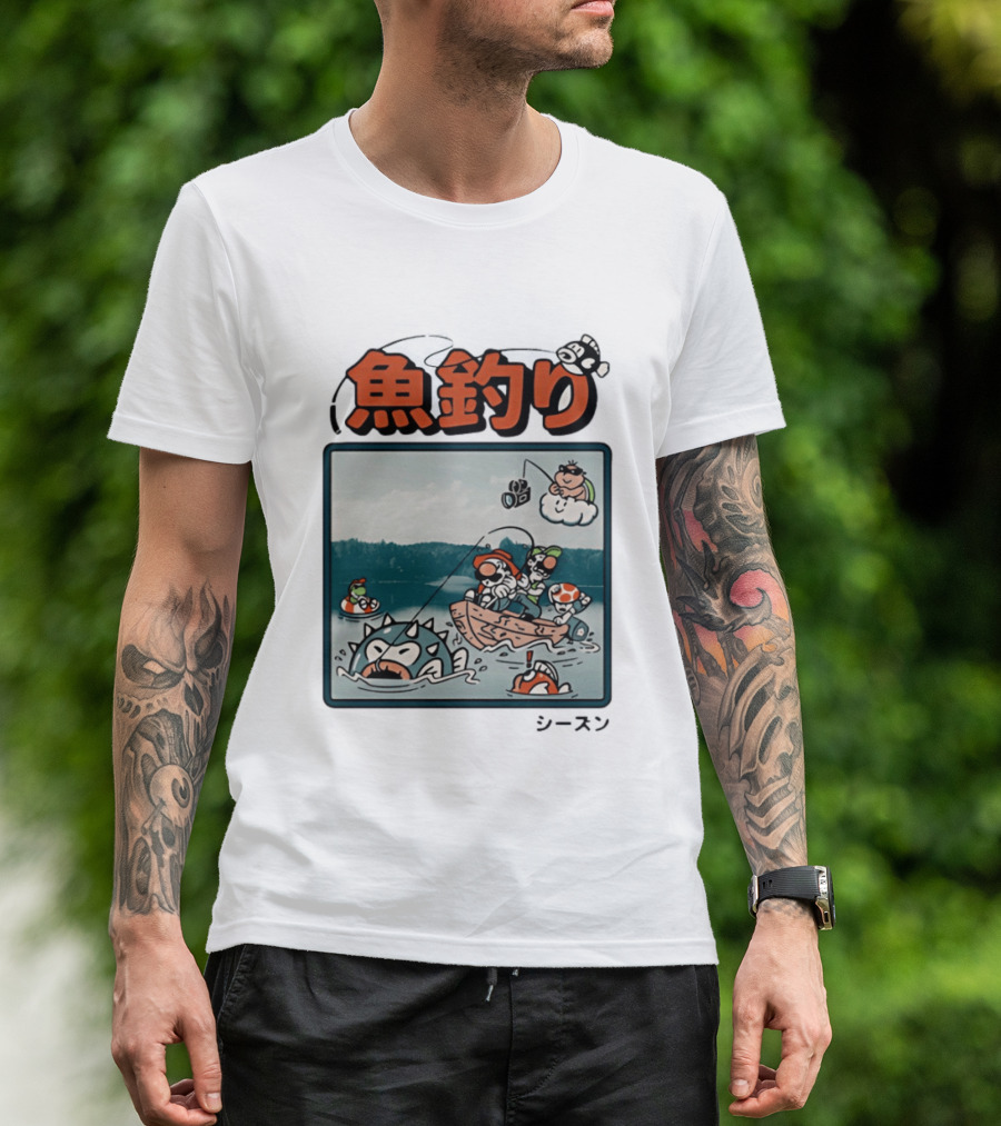 Super Mario Fishing Season Luigi Yoshi Toad Bowser Japan T-Shirt