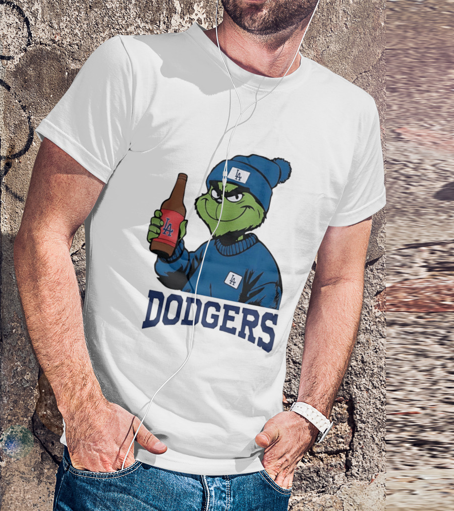 Los Angeles Dodgers MLB Christmas Grinch Beanie And Sweater T-Shirt