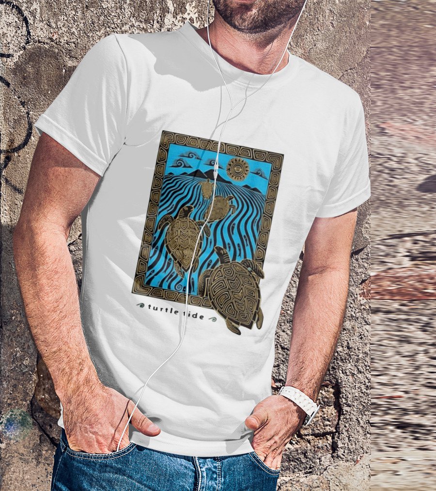 Turtle Tide Ocean Sea Life Coastal Nautical Waves And Sun T-Shirt