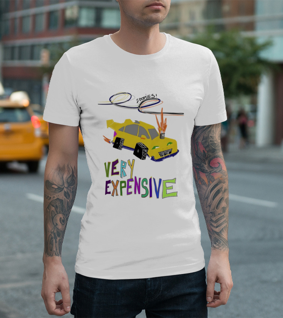 Zoomies Funky Automotive Very Expensive Car Flames Colorful T-Shirt