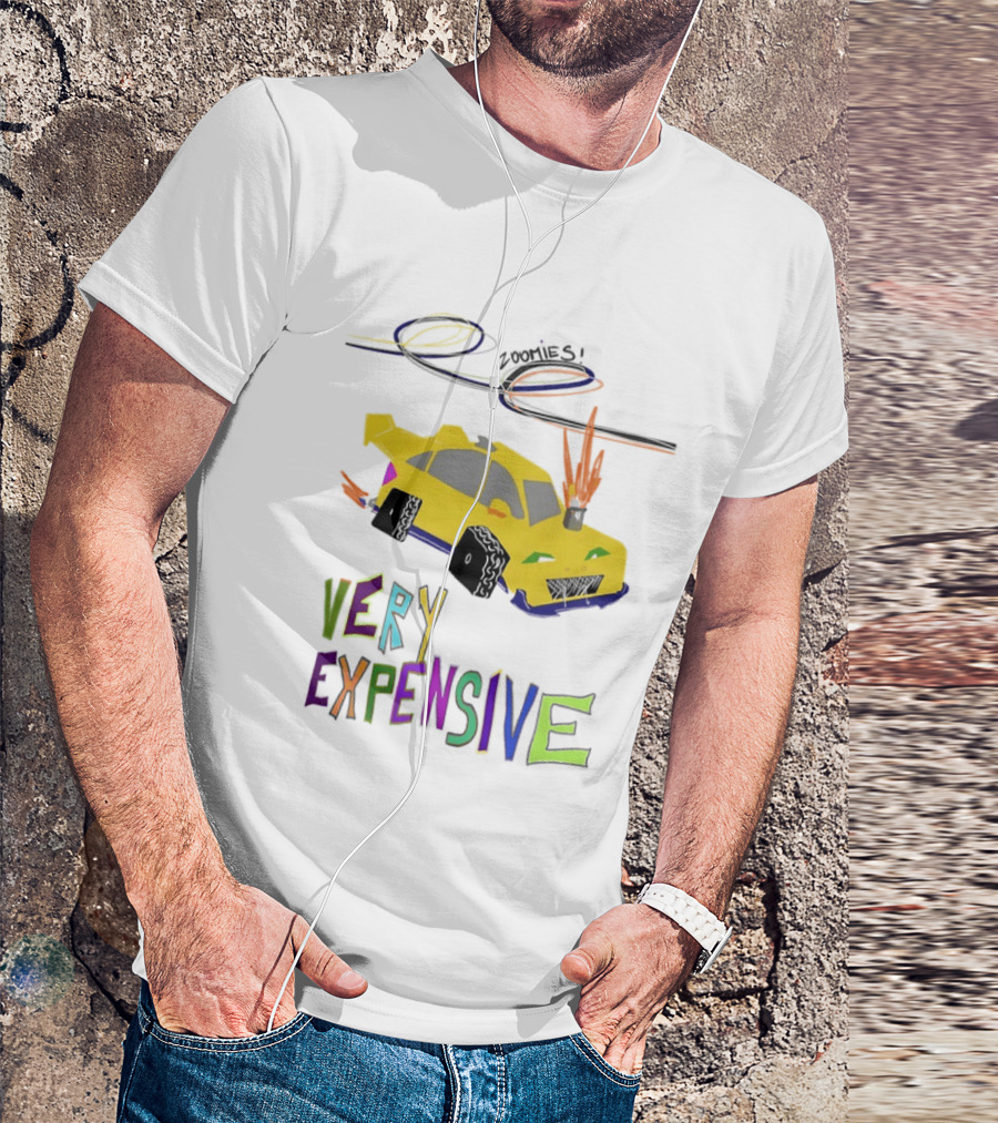 Zoomies Funky Automotive Very Expensive Car Flames Colorful T-Shirt