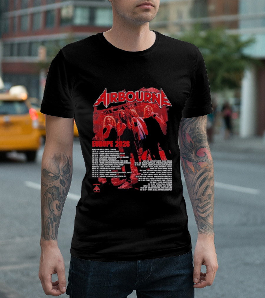 Airbourne Get Gutsy Europe 2026 Tour Dates And Cities T-Shirt