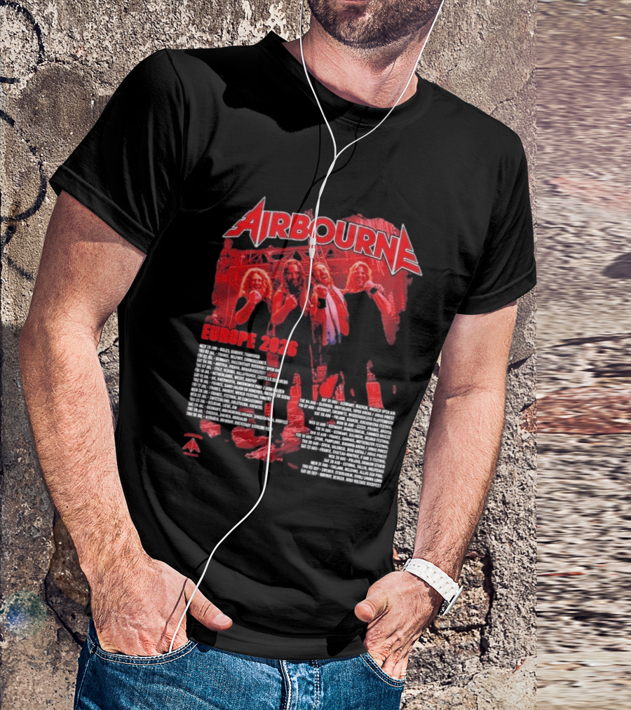 Airbourne Get Gutsy Europe 2026 Tour Dates And Cities T-Shirt