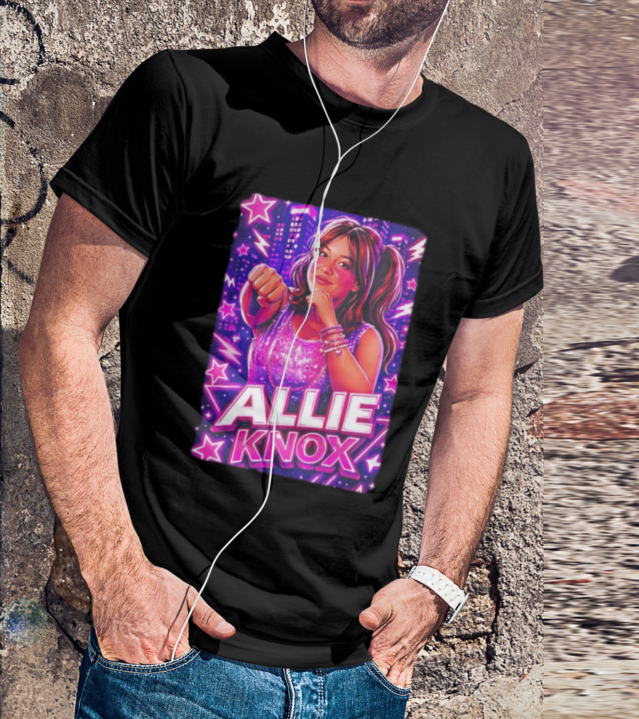 Allie Knox Retro Neon City Lights Style With Stars T-Shirt