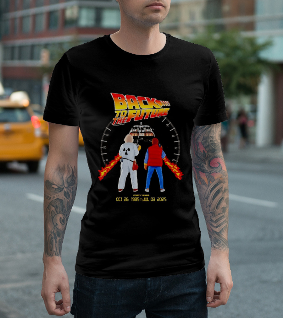 Back To The Future Forty Years Oct 26 1985 Jul 03 2025 Movie Anniversary T-Shirt
