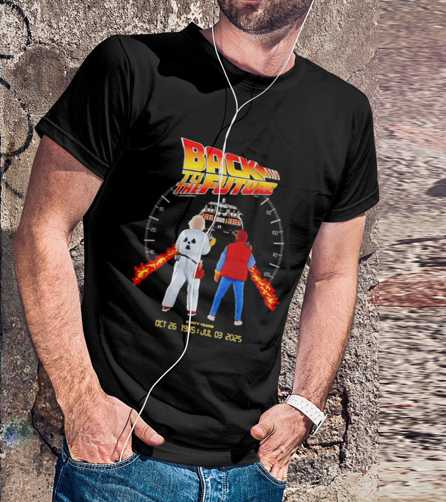 Back To The Future Forty Years Oct 26 1985 Jul 03 2025 Movie Anniversary T-Shirt