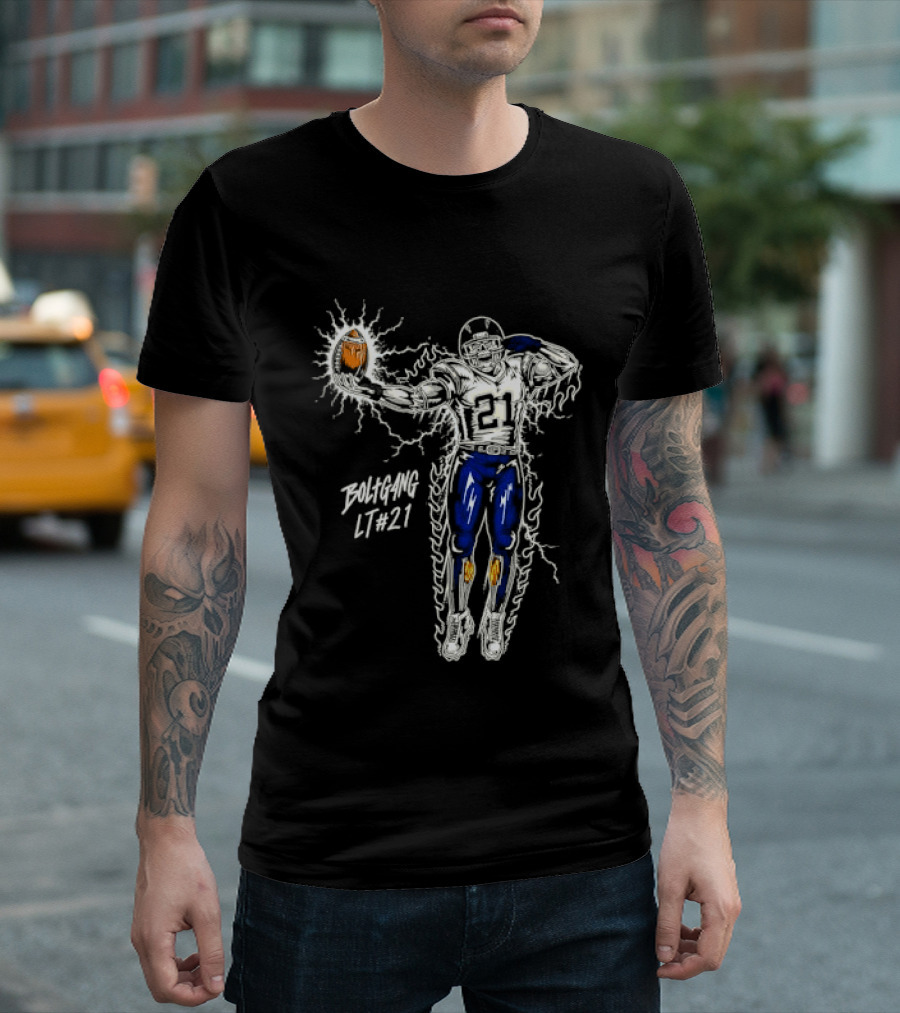 Boltgang LT 21 Skeleton Football Player Lightning Charge T-Shirt