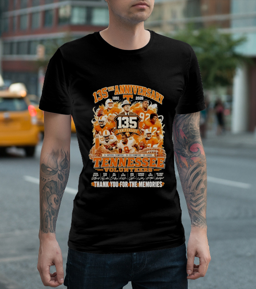 135th Anniversary Tennessee Volunteers Vol Legends Peyton Manning Reggie White National SEC Champions 1891 2026 Thank You For The Memories T-Shirt